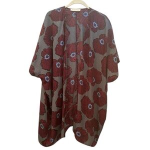 By Together Red Blue Floral Kimono Fall Layer Lightweight Dark Floral One Size